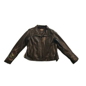 2007 Harley Davidson Rose Embroidered XL Motorcycle Leather Jacket